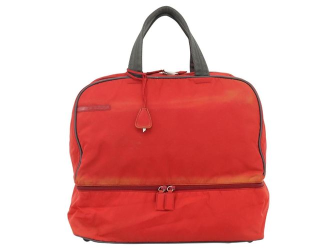 Borsa Boston PRADA in nylon rosso argento autentica mr1998 - vista 13