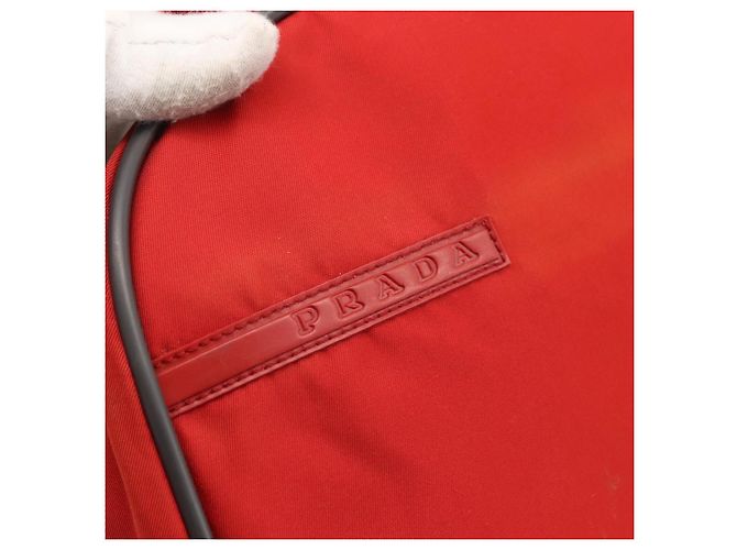 Borsa Boston PRADA in nylon rosso argento autentica mr1998 - vista 17