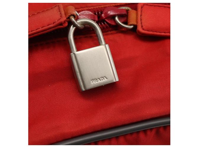 Borsa Boston PRADA in nylon rosso argento autentica mr1998 - vista 19