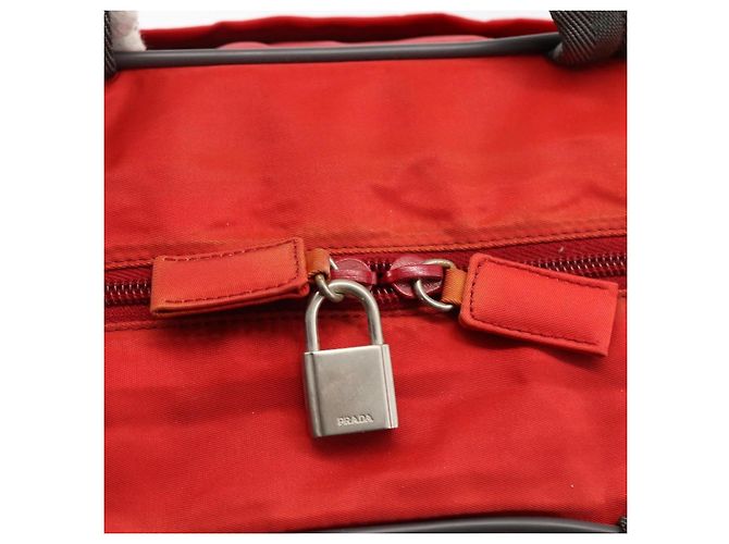 Borsa Boston PRADA in nylon rosso argento autentica mr1998 - vista 20