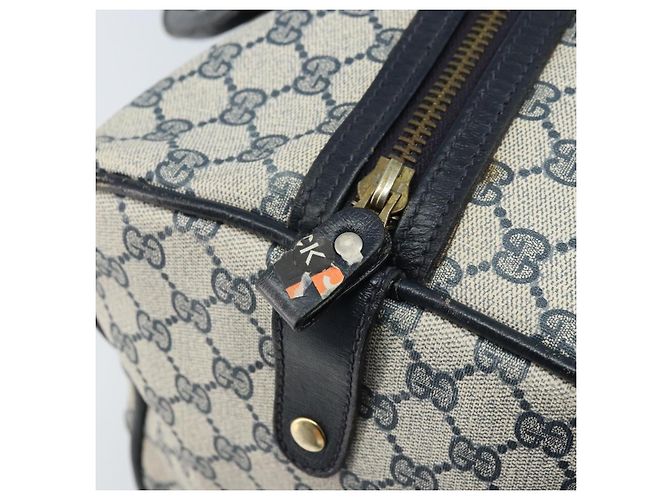 Gucci Borsa Boston GG Supreme in PVC Navy Gold Auth 172914 D'oro Blu navy - vista 10