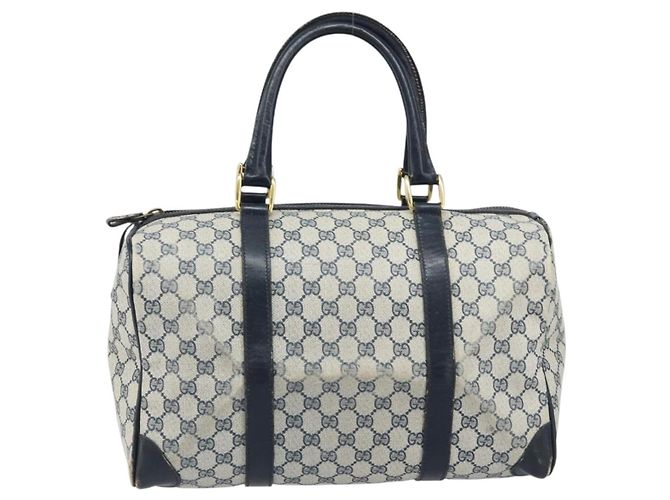Gucci Borsa Boston GG Supreme in PVC Navy Gold Auth 172914 D'oro Blu navy - vista 13