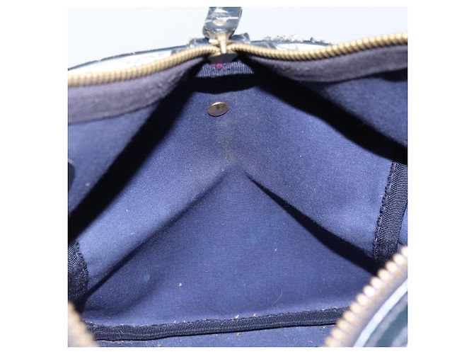 Gucci Borsa Boston GG Supreme in PVC Navy Gold Auth 172914 D'oro Blu navy - vista 17