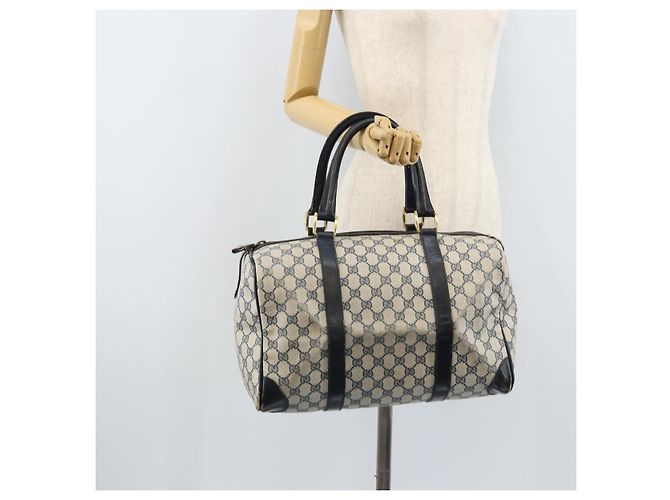 Gucci Borsa Boston GG Supreme in PVC Navy Gold Auth 172914 D'oro Blu navy - vista 19