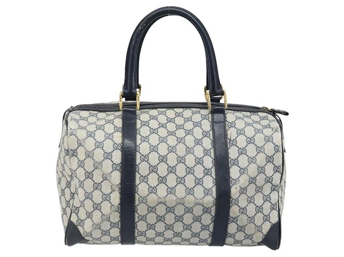 Gucci Borsa Boston GG Supreme in PVC Navy Gold Auth 172914 D'oro Blu navy - vista 2