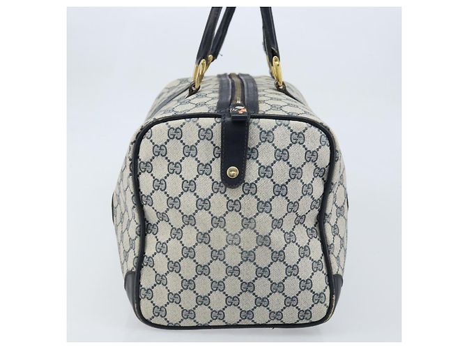 Gucci Borsa Boston GG Supreme in PVC Navy Gold Auth 172914 D'oro Blu navy - vista 4
