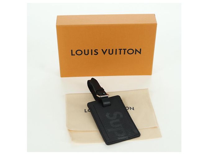 Etichetta nome LOUIS VUITTON Epi LV ~ Supreme Nera M67726 LV Auth LNZ468M Nero - vista 12