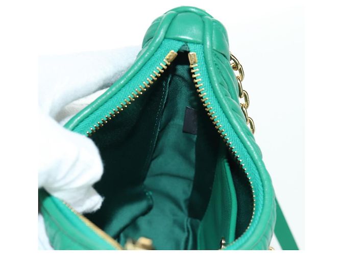 Borsa a Spalla Miu Miu Matelassé in Pelle 2 in 1 Verde Oro Auth 171450SAM D'oro - vista 23