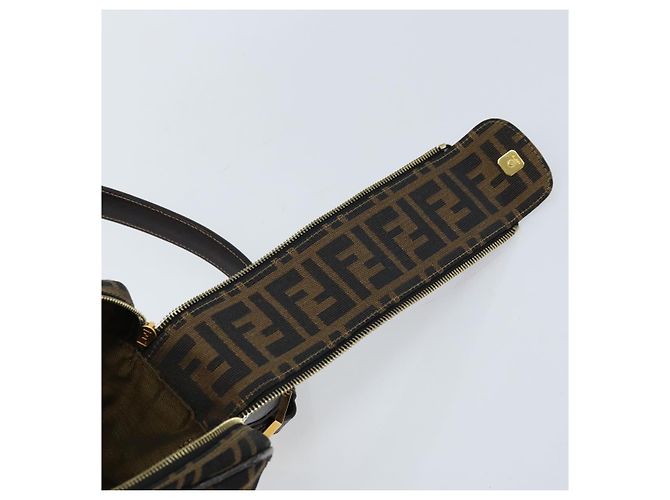 Borsa a Spalla in Tela Zucca FENDI Marrone Nero Auth LNZ213 - vista 10