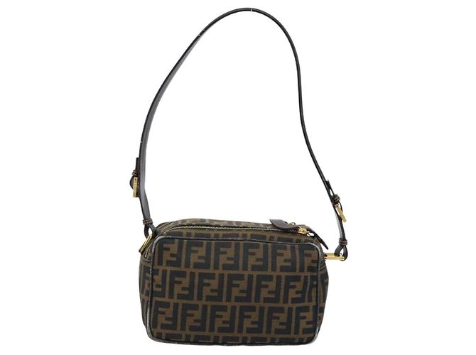Borsa a Spalla in Tela Zucca FENDI Marrone Nero Auth LNZ213 - vista 2