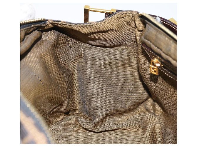 Borsa a Spalla in Tela Zucca FENDI Marrone Nero Auth LNZ213 - vista 20