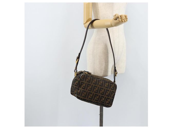 Borsa a Spalla in Tela Zucca FENDI Marrone Nero Auth LNZ213 - vista 23