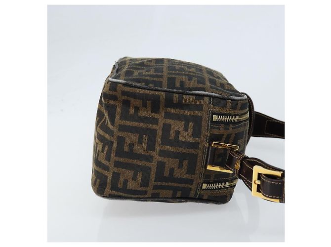 Borsa a Spalla in Tela Zucca FENDI Marrone Nero Auth LNZ213 - vista 3