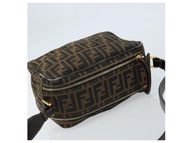Borsa a Spalla in Tela Zucca FENDI Marrone Nero Auth LNZ213 - vista 6