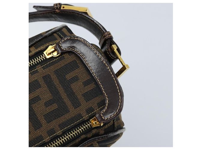 Borsa a Spalla in Tela Zucca FENDI Marrone Nero Auth LNZ213 - vista 9