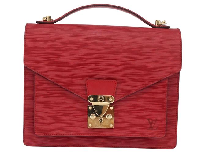 LOUIS VUITTON Borsa a Mano Epi Monceau 28 Rossa M40783 LV Auth BA10966 Rosso - vista 13