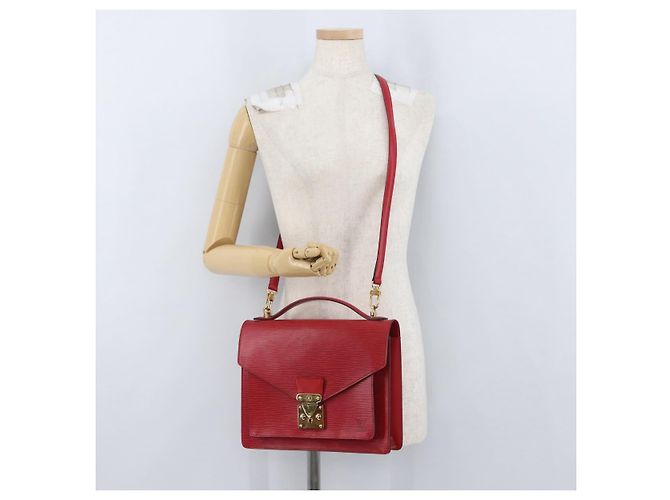 LOUIS VUITTON Borsa a Mano Epi Monceau 28 Rossa M40783 LV Auth BA10966 Rosso - vista 26