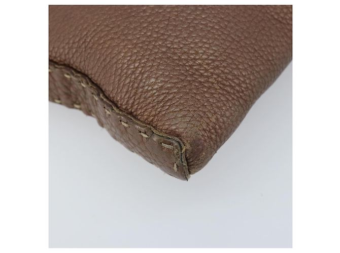FENDI Celeria Schultertasche aus Leder Braun Silber Authentisch ka2864 - Ansicht 14