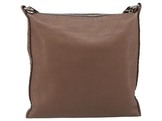 FENDI Celeria Schultertasche aus Leder Braun Silber Authentisch ka2864 - Ansicht 2