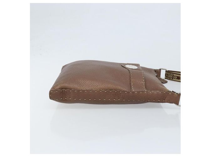 FENDI Celeria Schultertasche aus Leder Braun Silber Authentisch ka2864 - Ansicht 3