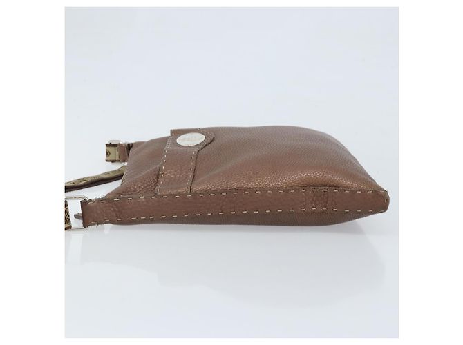 FENDI Celeria Schultertasche aus Leder Braun Silber Authentisch ka2864 - Ansicht 4