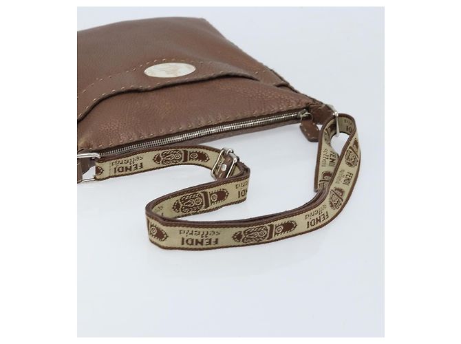 FENDI Celeria Schultertasche aus Leder Braun Silber Authentisch ka2864 - Ansicht 7