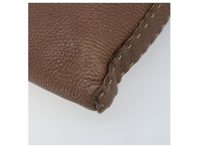 FENDI Celeria Schultertasche aus Leder Braun Silber Authentisch ka2864 - Ansicht 9