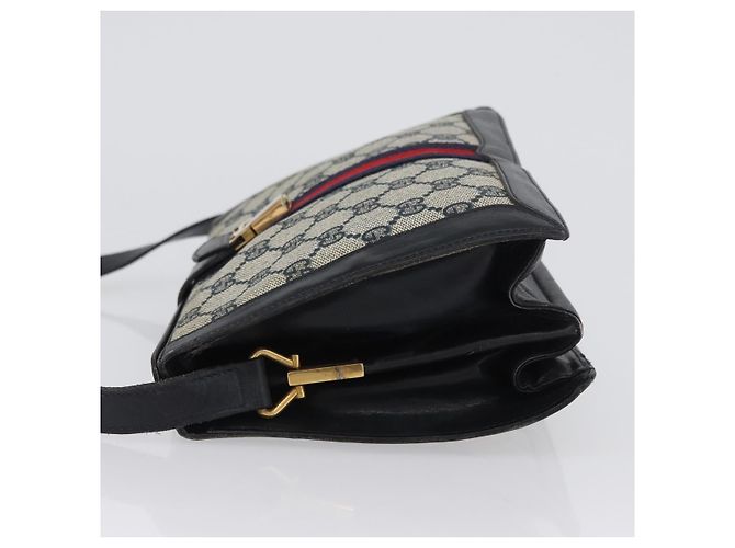 Borsa a Spalla Gucci GG Supreme Sherry Line PVC Blu Navy Oro Auth 171984 D'oro - vista 4