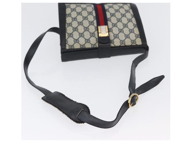 Borsa a Spalla Gucci GG Supreme Sherry Line PVC Blu Navy Oro Auth 171984 D'oro - vista 7