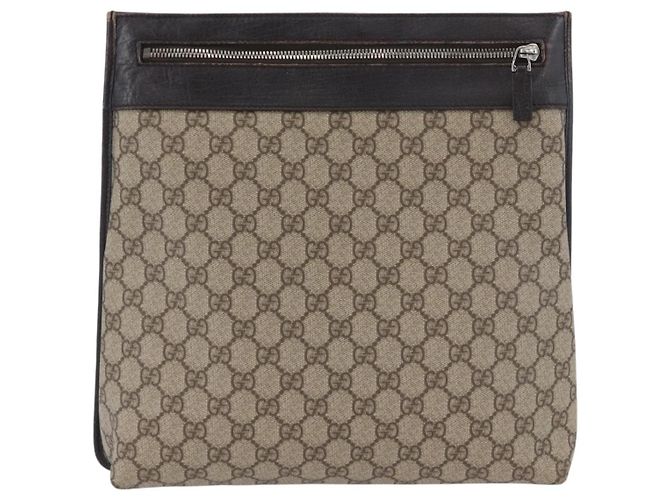 Borsa a Spalla GG Supreme in PVC Beige Argento di GUCCI 92560 Auth ka2891 - vista 13