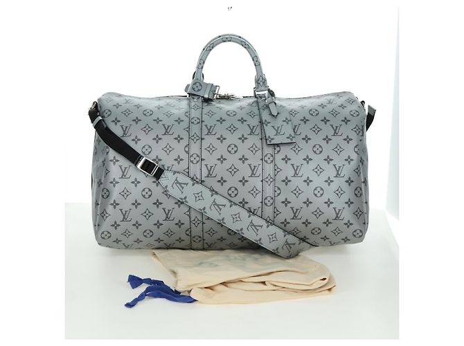 LOUIS VUITTON Borsa Keepall Bandoulière 50 Monogramma Argento M43848 Auth 171441SAM - vista 12