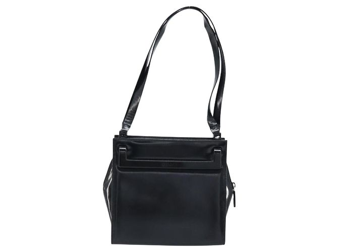 GUCCI Tote Bag aus lackiertem Leder Schwarz Silber Auth ep13611 - Ansicht 2