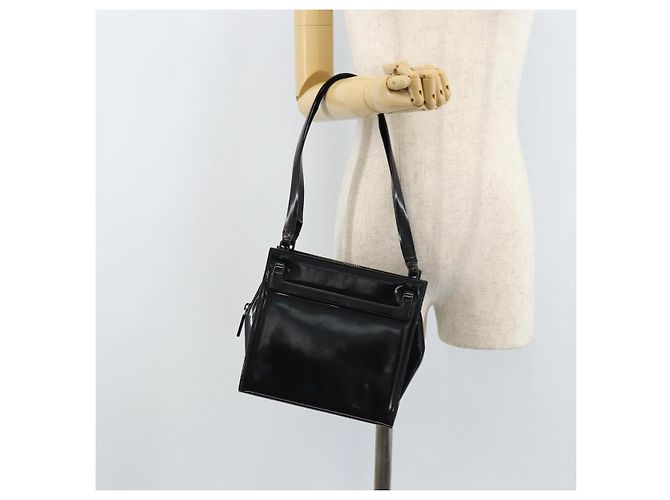 GUCCI Tote Bag aus lackiertem Leder Schwarz Silber Auth ep13611 - Ansicht 24