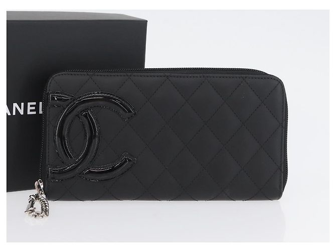 CHANEL Portafoglio Lungo Matelassé Cambon in Pelle Nera Argento CC Auth 172434SAV Nero - vista 12