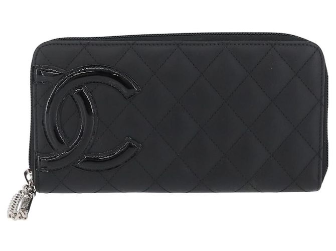 CHANEL Portafoglio Lungo Matelassé Cambon in Pelle Nera Argento CC Auth 172434SAV Nero - vista 13