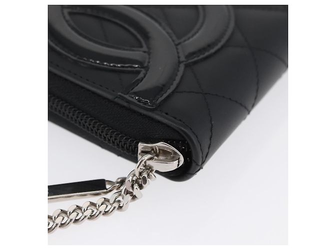 CHANEL Portafoglio Lungo Matelassé Cambon in Pelle Nera Argento CC Auth 172434SAV Nero - vista 14