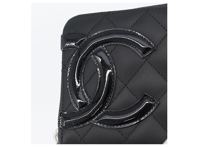 CHANEL Portafoglio Lungo Matelassé Cambon in Pelle Nera Argento CC Auth 172434SAV Nero - vista 18