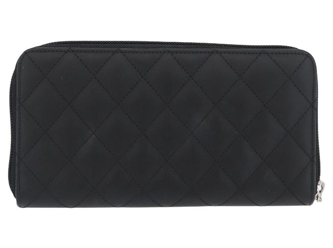 CHANEL Portafoglio Lungo Matelassé Cambon in Pelle Nera Argento CC Auth 172434SAV Nero - vista 2