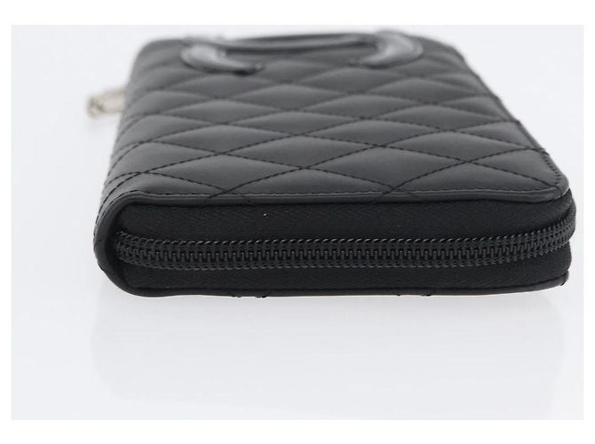CHANEL Portafoglio Lungo Matelassé Cambon in Pelle Nera Argento CC Auth 172434SAV Nero - vista 3