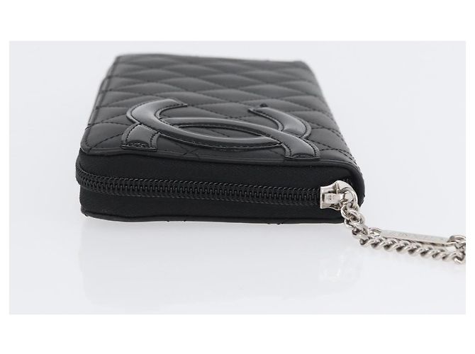 CHANEL Portafoglio Lungo Matelassé Cambon in Pelle Nera Argento CC Auth 172434SAV Nero - vista 4