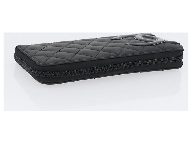 CHANEL Portafoglio Lungo Matelassé Cambon in Pelle Nera Argento CC Auth 172434SAV Nero - vista 5