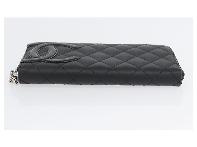 CHANEL Portafoglio Lungo Matelassé Cambon in Pelle Nera Argento CC Auth 172434SAV Nero - vista 6