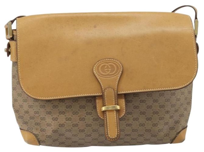 Gucci Bolso de Hombro Micro GG Supreme PVC Beige Oro Auth 173930 Dorado - vista 13