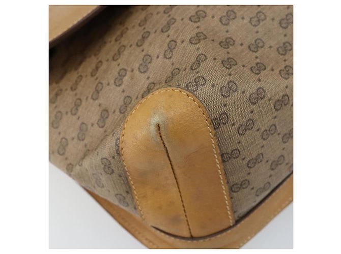 Gucci Bolso de Hombro Micro GG Supreme PVC Beige Oro Auth 173930 Dorado - vista 14