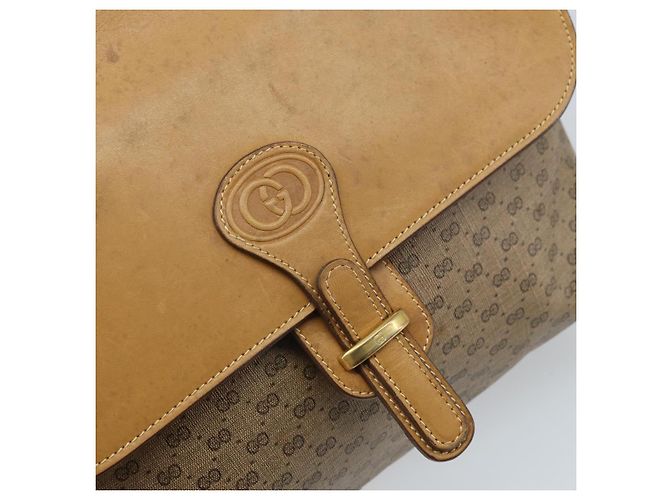 Gucci Bolso de Hombro Micro GG Supreme PVC Beige Oro Auth 173930 Dorado - vista 17