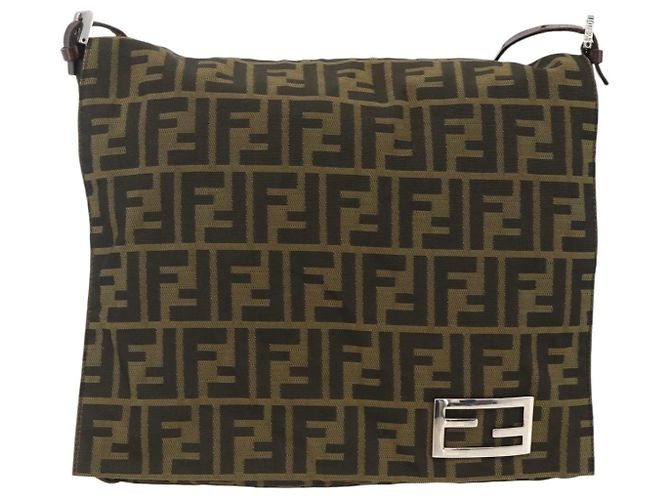 Borsa a Spalla in Tela Zucca FENDI Nera e Marrone Auth ka3016 Nero - vista 13