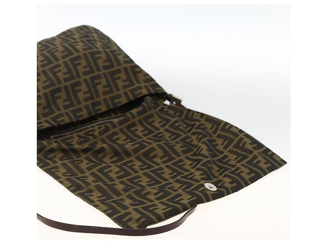 Borsa a Spalla in Tela Zucca FENDI Nera e Marrone Auth ka3016 Nero - vista 17