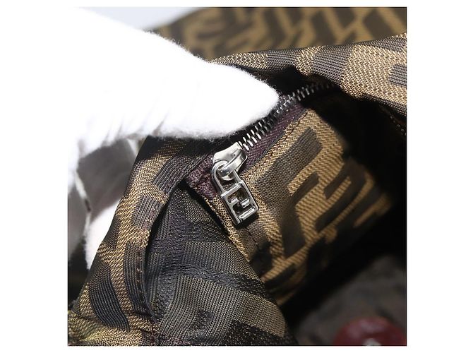 Borsa a Spalla in Tela Zucca FENDI Nera e Marrone Auth ka3016 Nero - vista 21