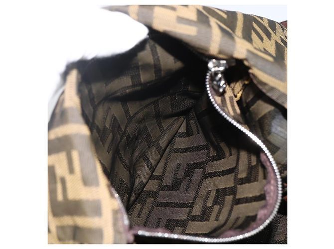 Borsa a Spalla in Tela Zucca FENDI Nera e Marrone Auth ka3016 Nero - vista 22