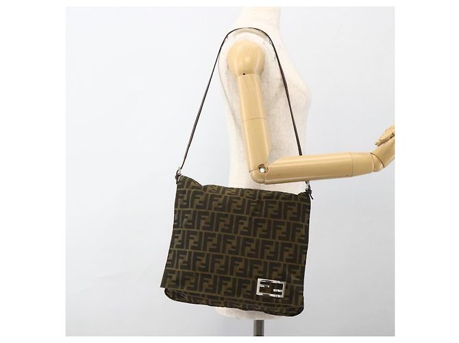 Borsa a Spalla in Tela Zucca FENDI Nera e Marrone Auth ka3016 Nero - vista 23